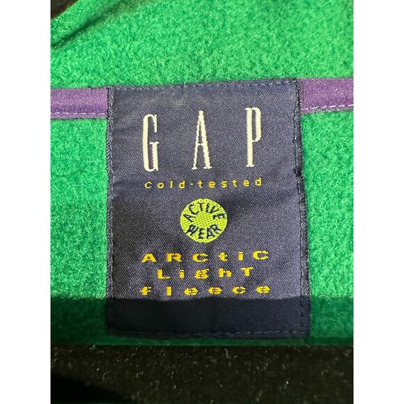 90s Vintage Gap Jacket Womens Small Green Fleece Pullover Pockets Zip Oversized - Picture 2 of 7
